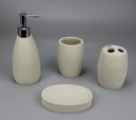 NCPBA 901 – Premium 4-Piece Beige Stone Polyresin Bathroom Accessory Set